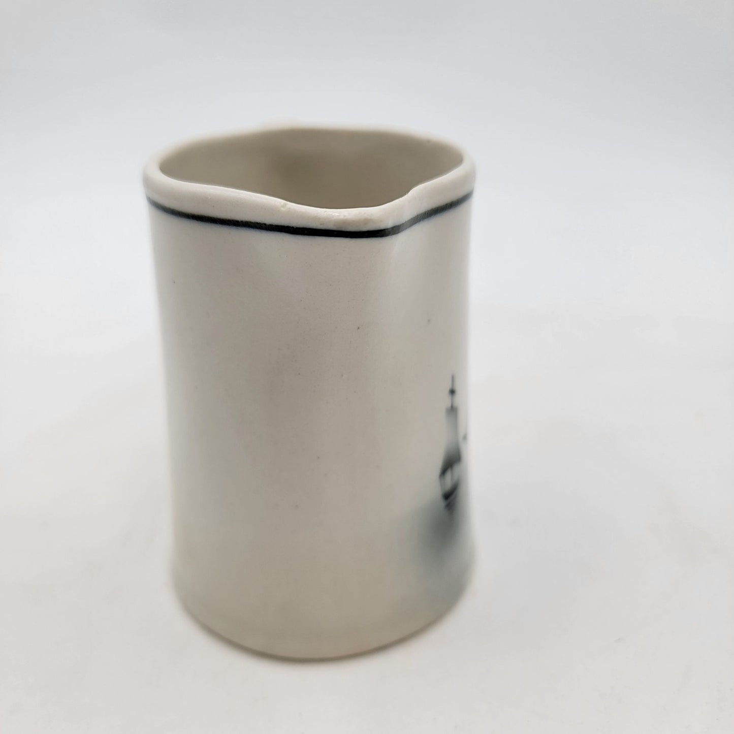 Vintage 1930s Blue Delft Czech Porcelain Pitcher With Ship Design