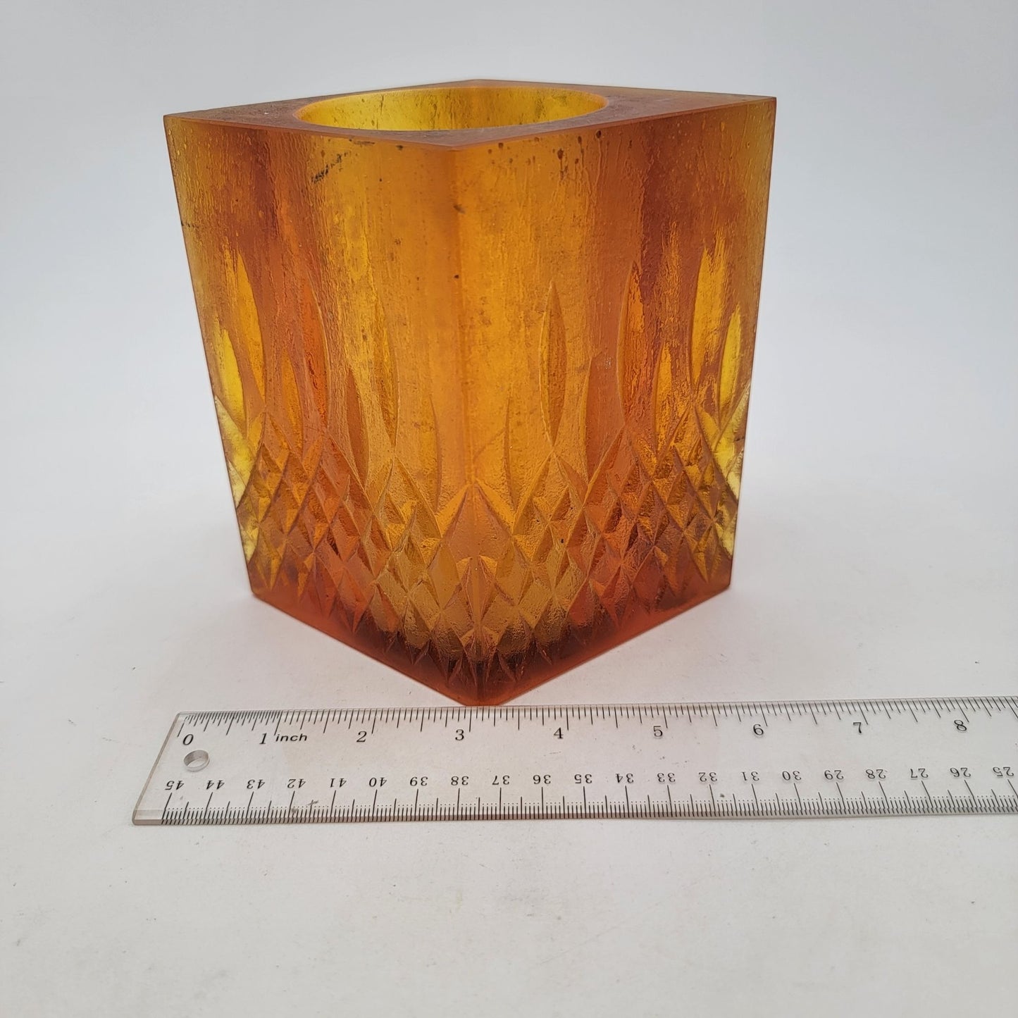 MCM Sascha Brastoff Amber Resin Candle Holder