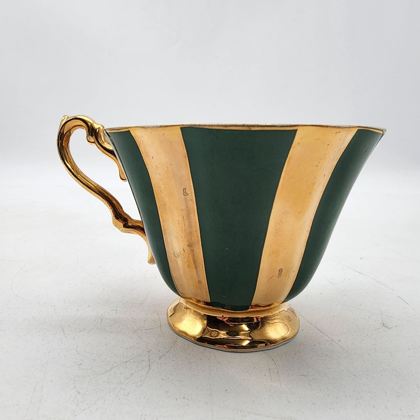 Vintage Rosina Fine Bone China Green & Gold Teacup And Saucer Set