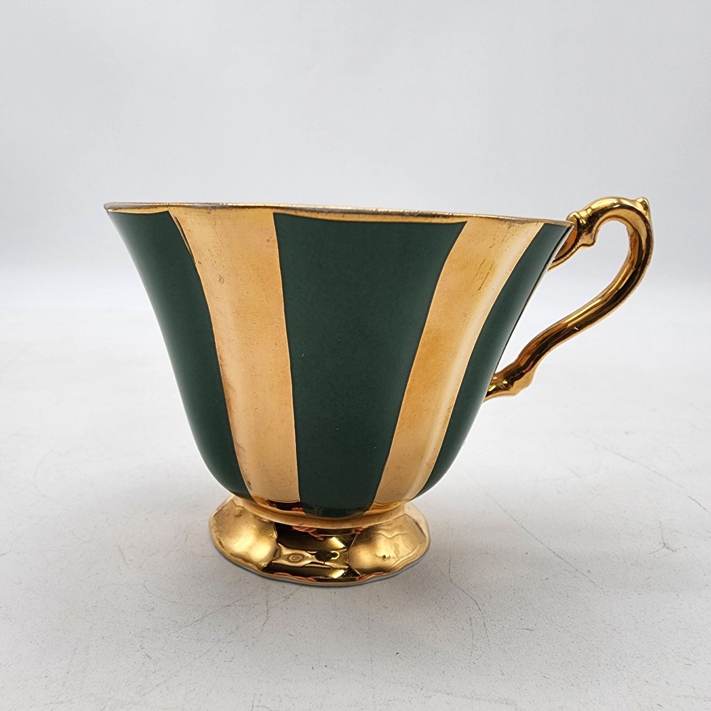 Vintage Rosina Fine Bone China Green & Gold Teacup And Saucer Set