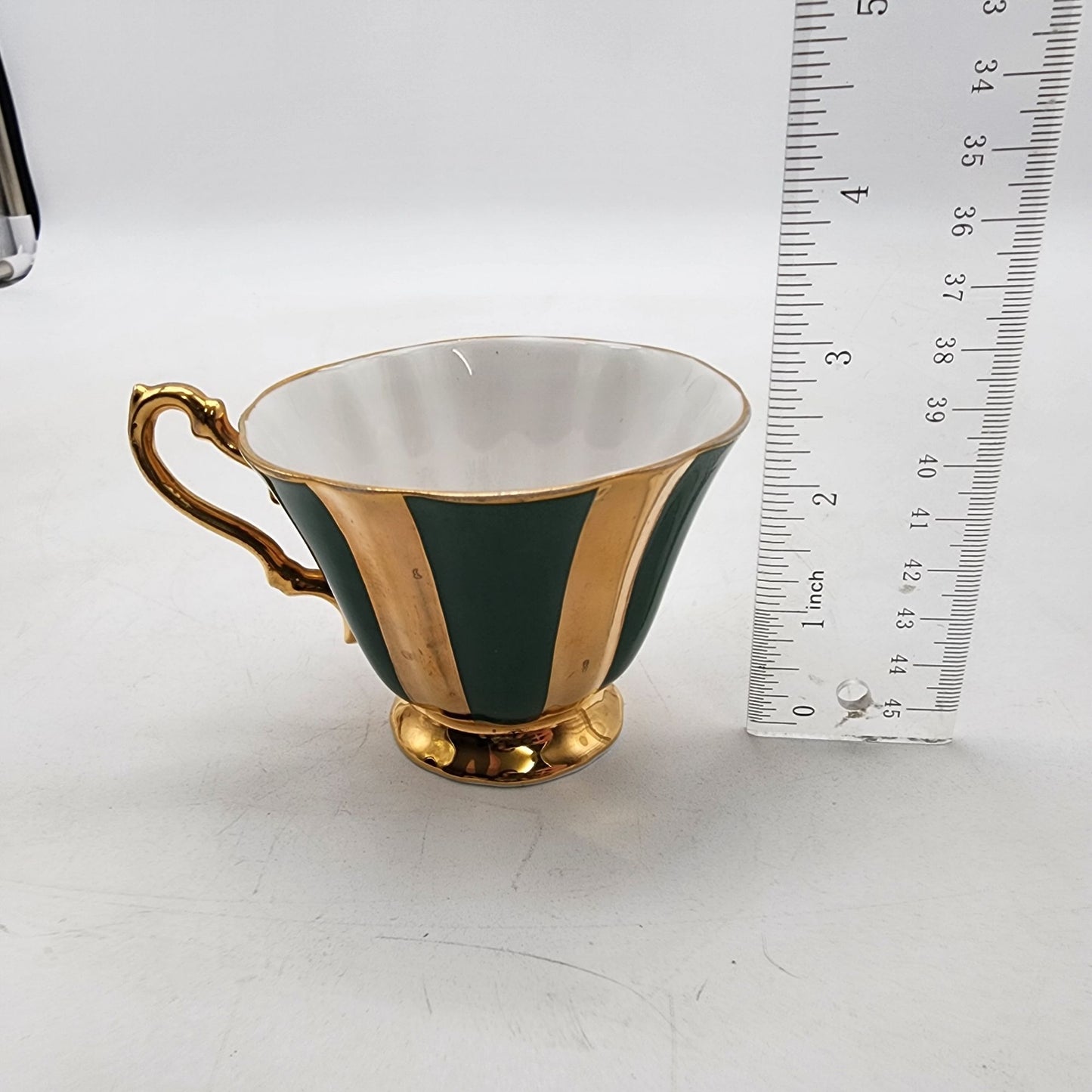 Vintage Rosina Fine Bone China Green & Gold Teacup And Saucer Set