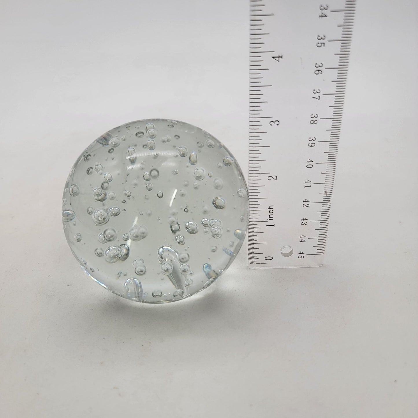 Vintage Art Glass Paperweight With Bullicante Controlled Bubbles
