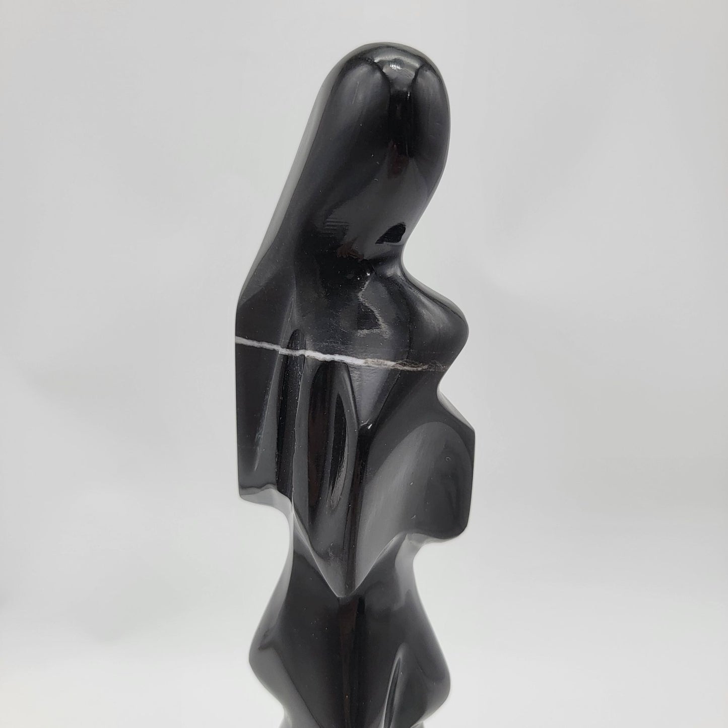 Abstract Black Stone Sculpture