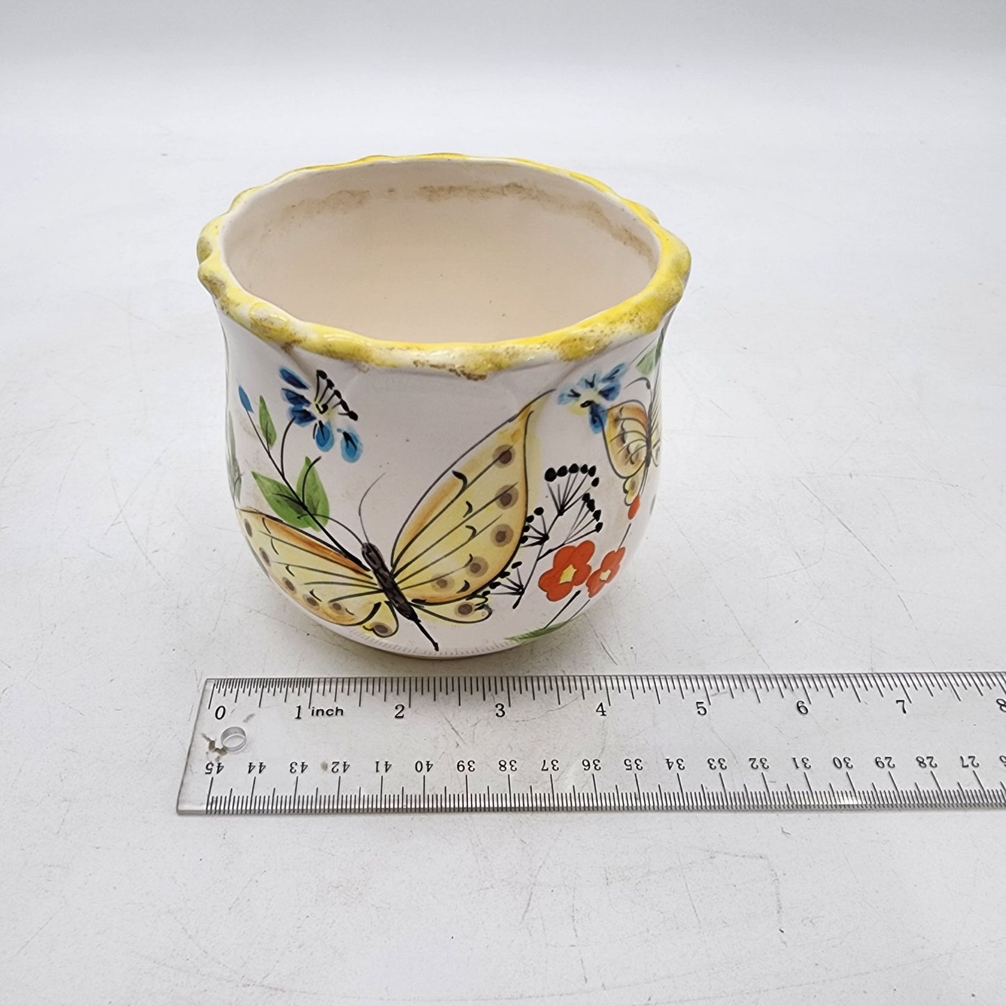 Vintage Homco Ceramic Planter With Floral & Butterfly Design