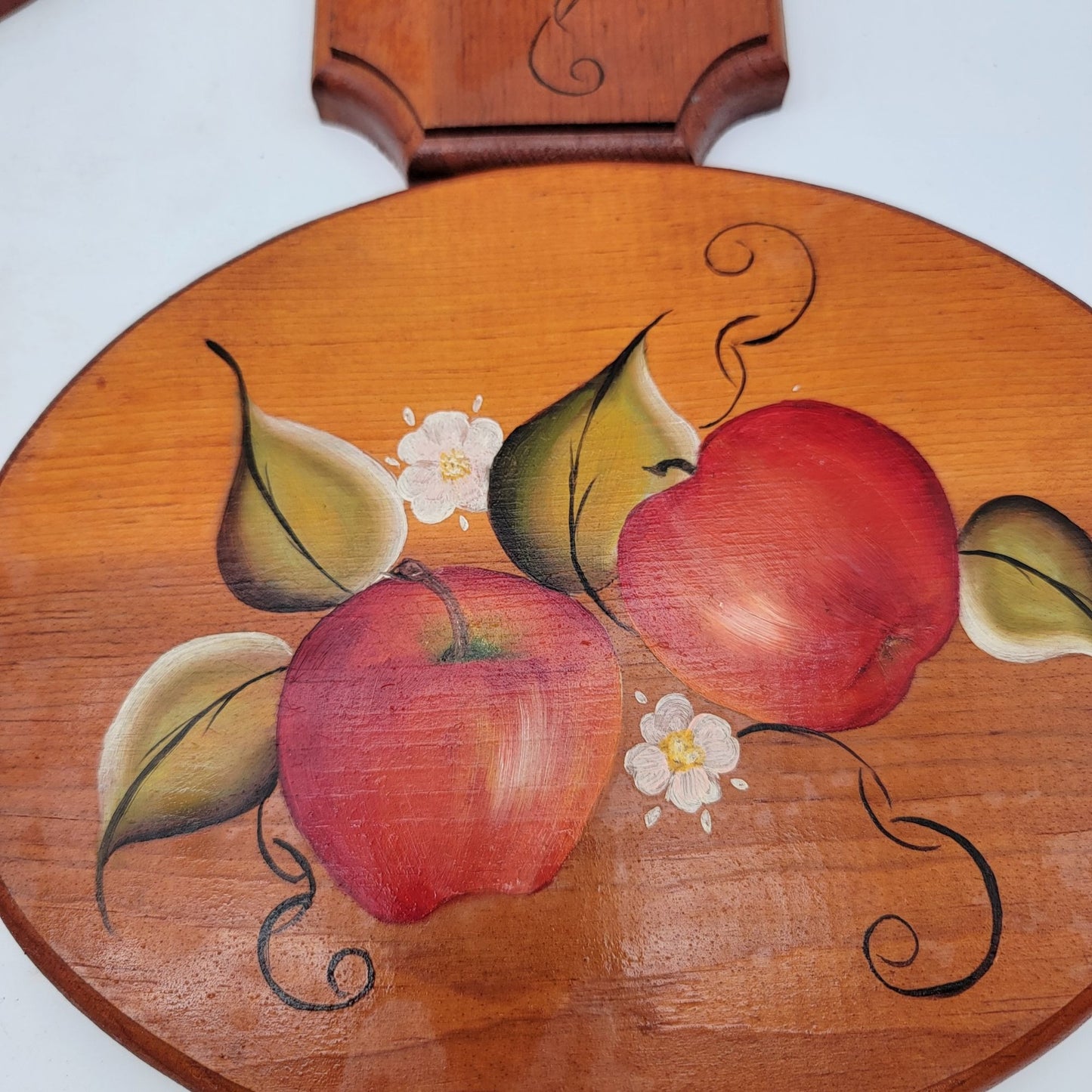 Set Of 4 Vintage Hand-Painted Wooden Wall Plaques With Fruit Designs
