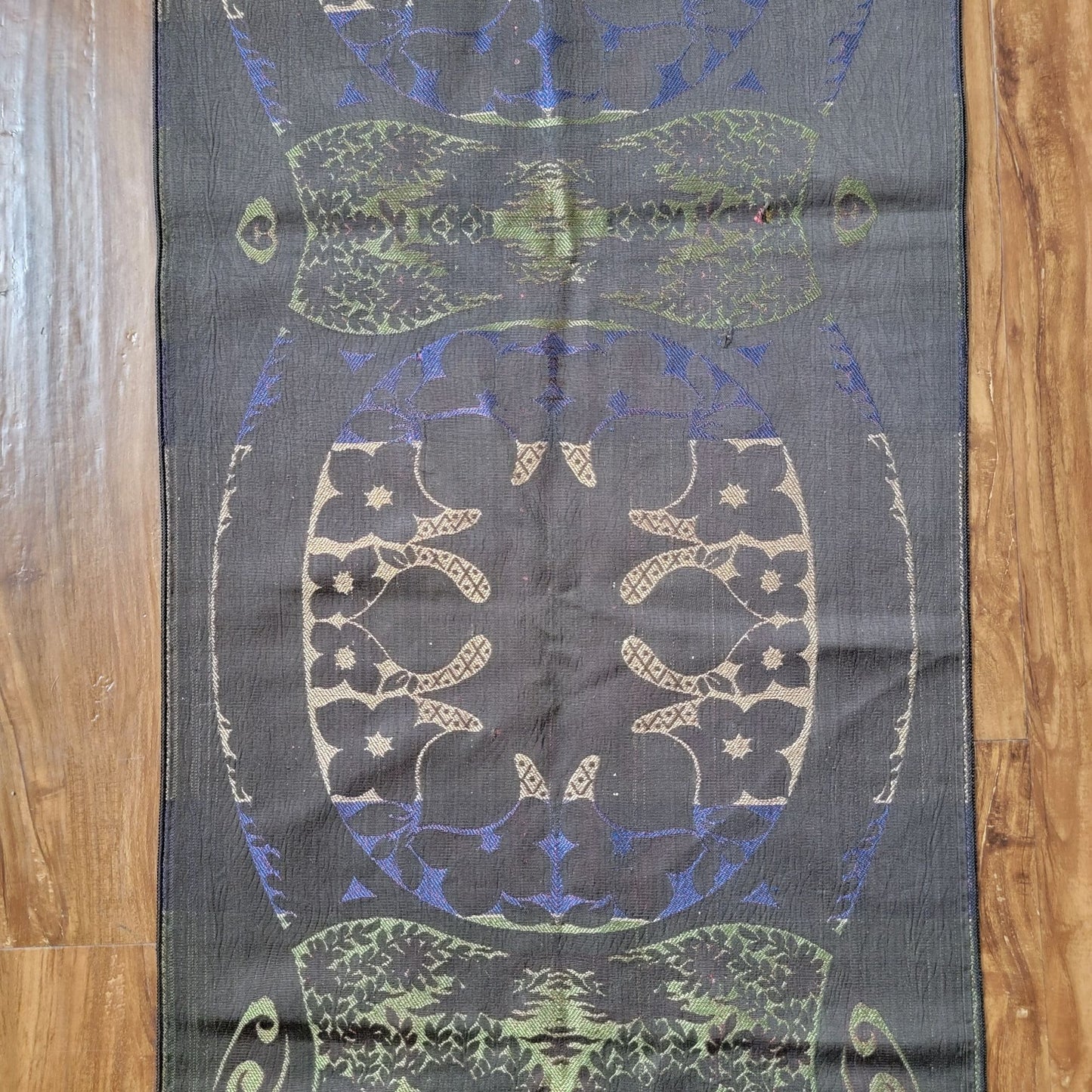 Vintage Floral Embroidered Silk Table Runner