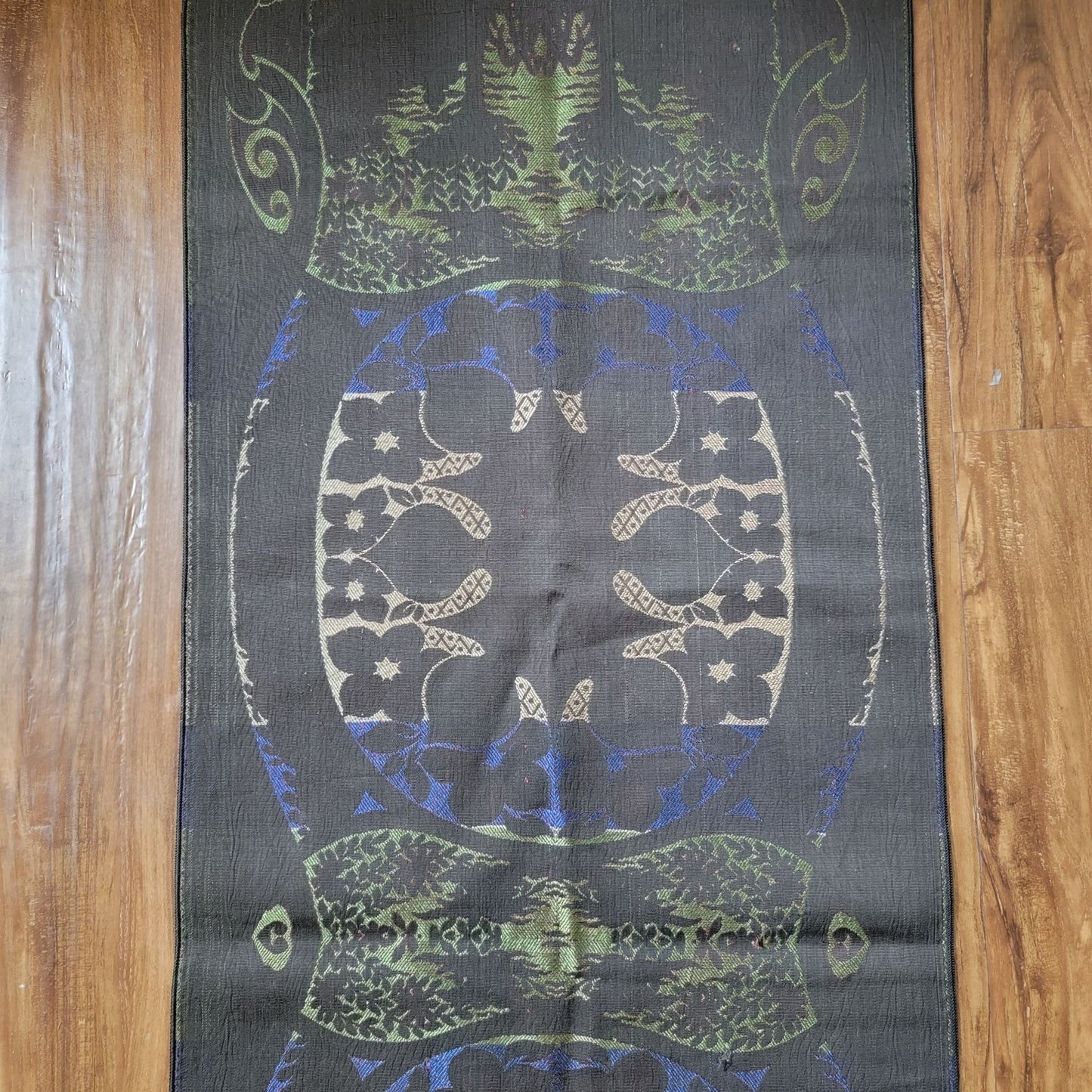 Vintage Floral Embroidered Silk Table Runner