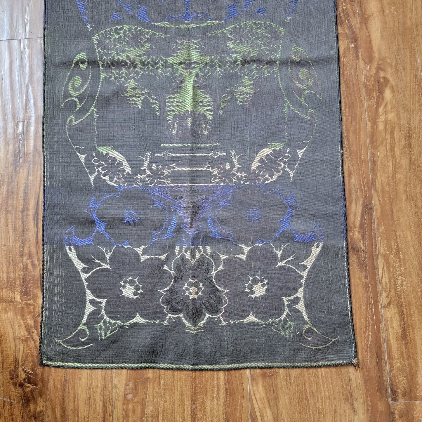 Vintage Floral Embroidered Silk Table Runner