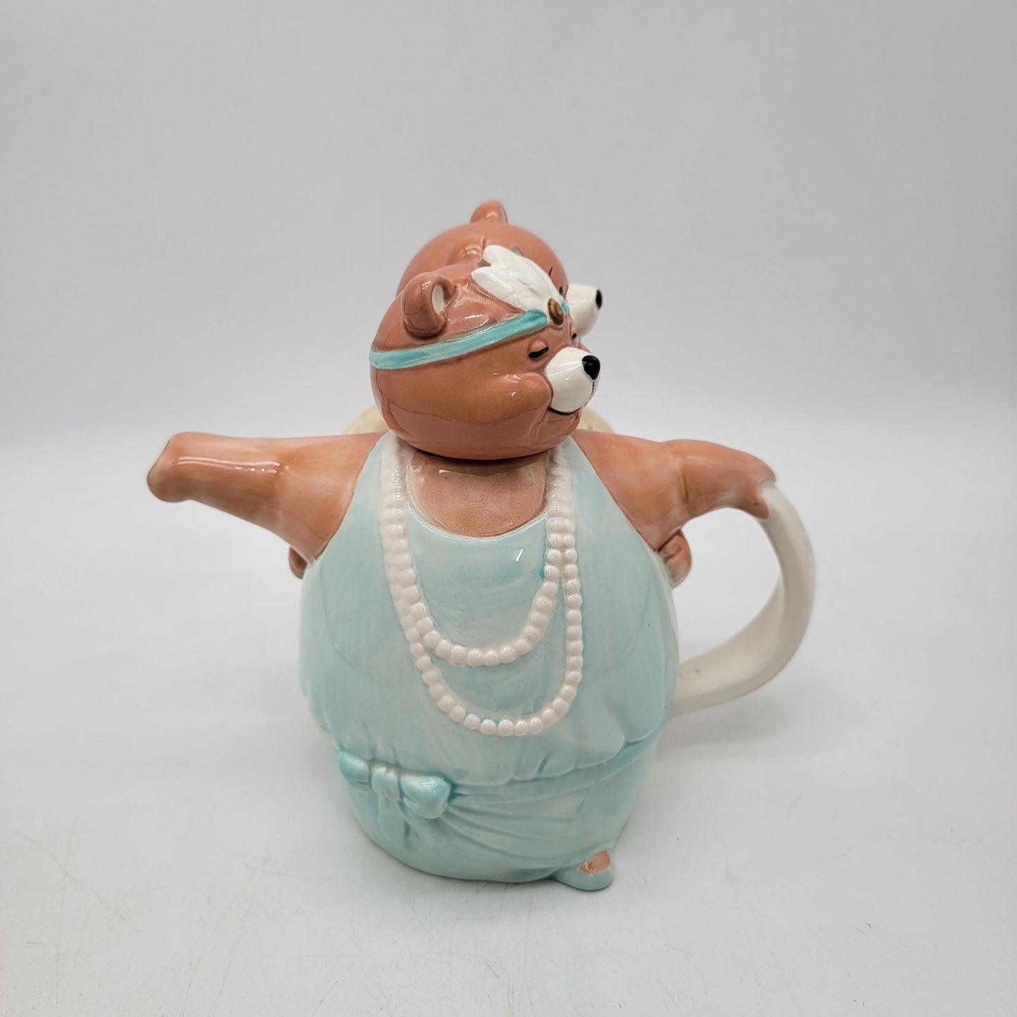 Vintage Applause Dancing Bear Couple Teapot