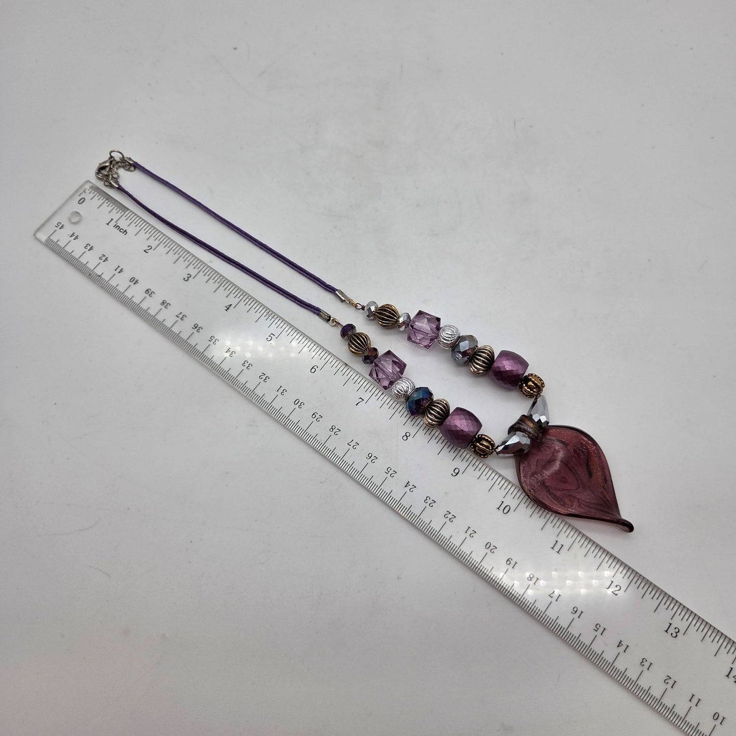 OOAK Handmade Dichroic Art Glass Pendant Beaded Necklace