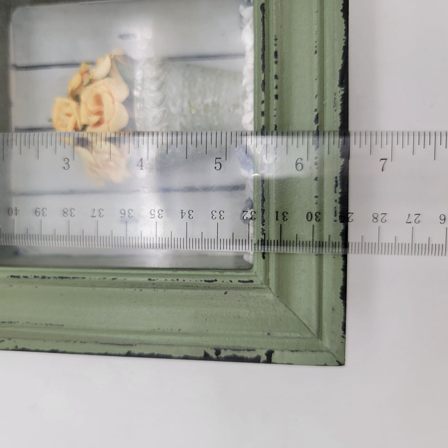 Vintage Dennis East International Rose In Planter Green Shadowbox Wall Art