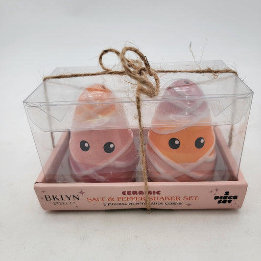Halloween Mummy Candy Corn Salt & Pepper Shaker Set By Bklyn Steel