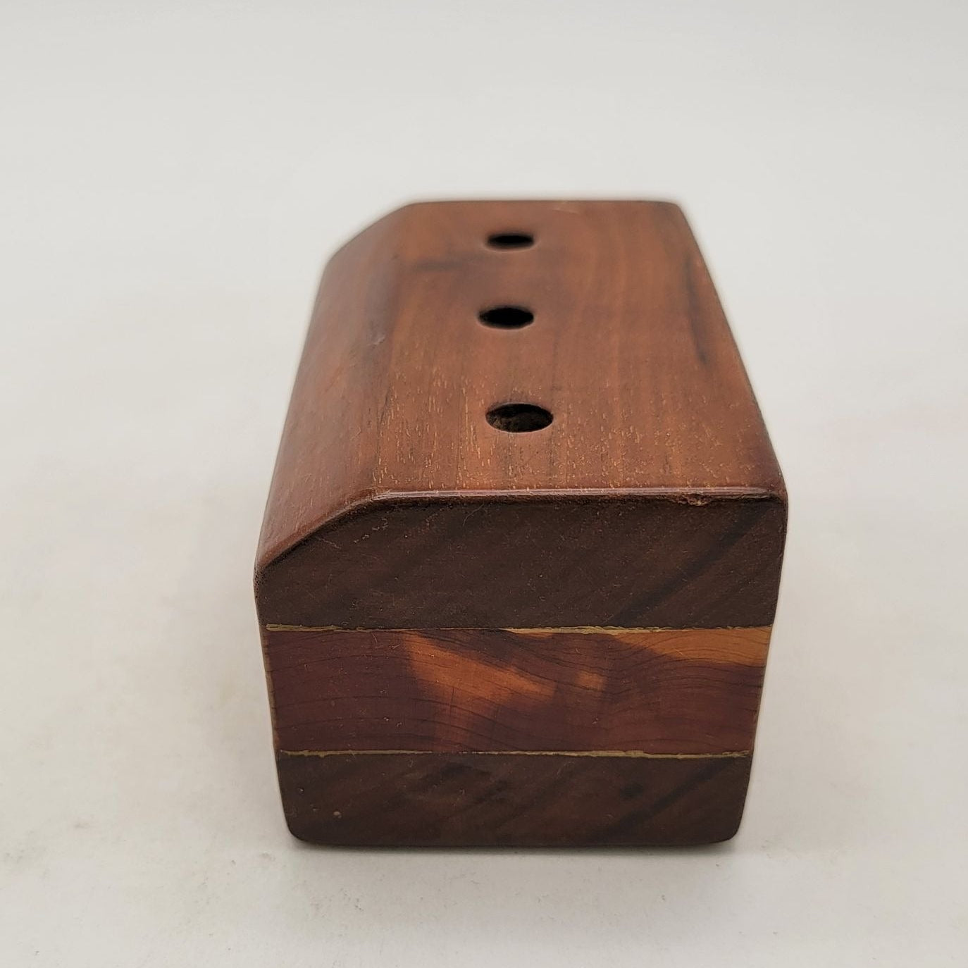 Vintage Handcrafted Wooden Three-Hole Pencil Holder