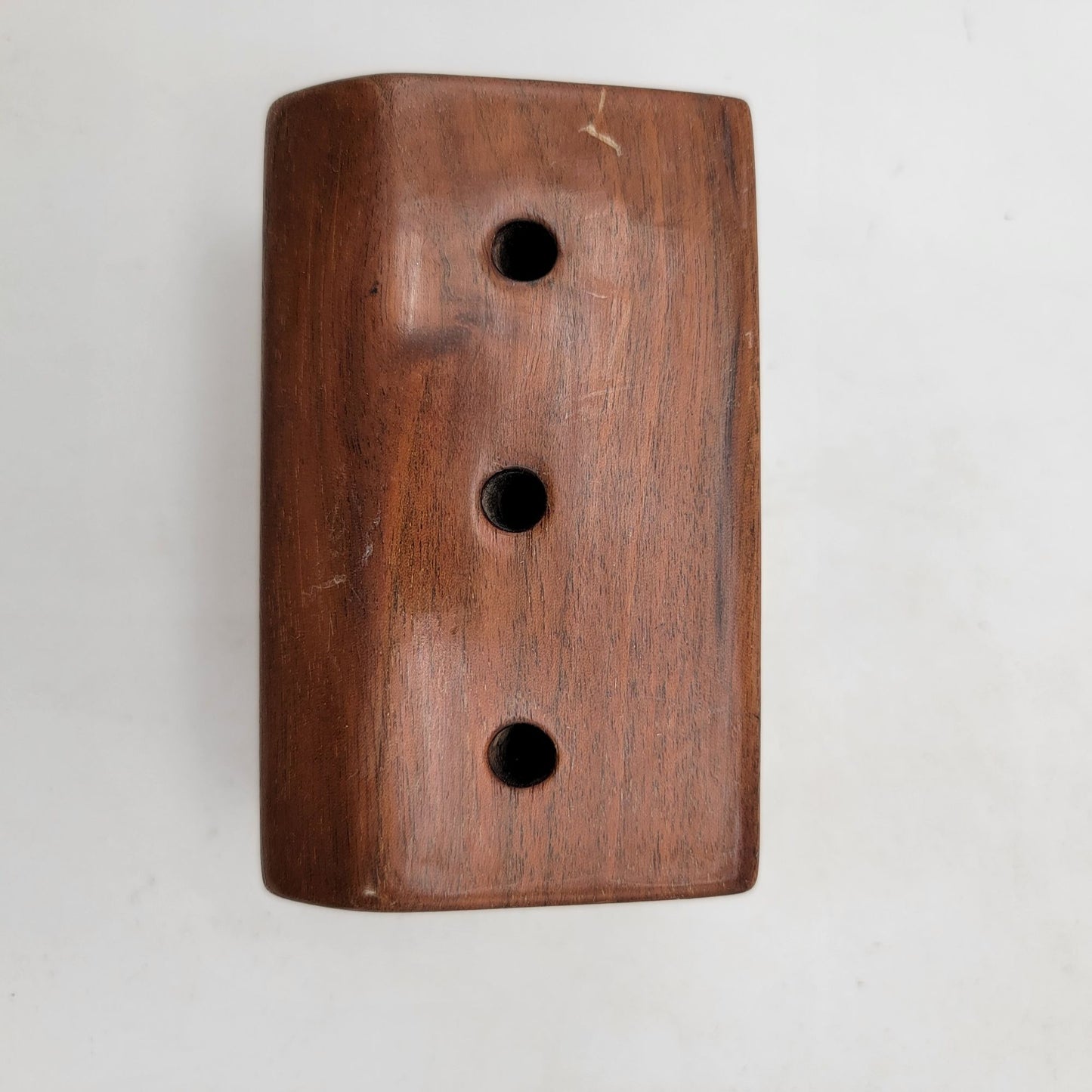 Vintage Handcrafted Wooden Three-Hole Pencil Holder