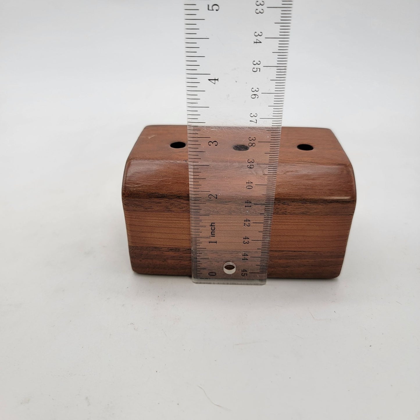 Vintage Handcrafted Wooden Three-Hole Pencil Holder
