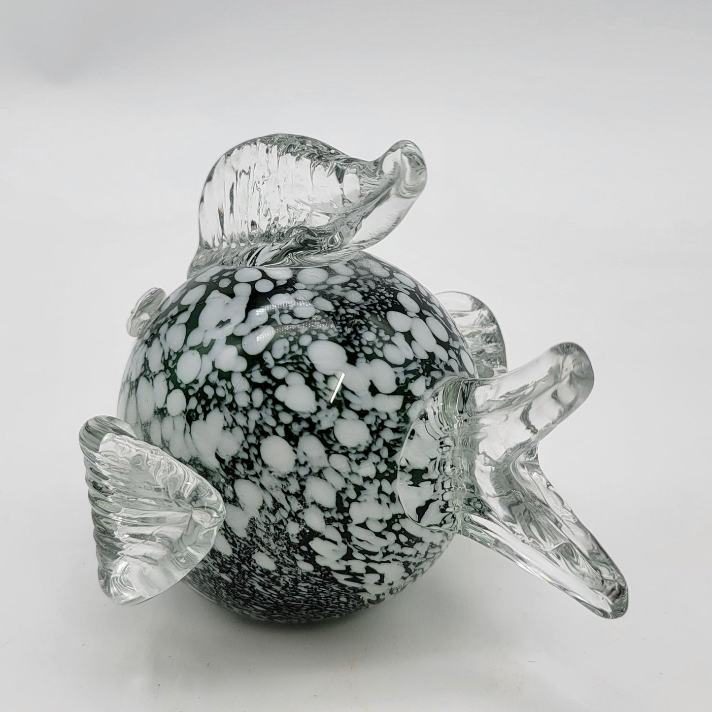 Hand-Blown Green Mottled Glass Fish Sculpture