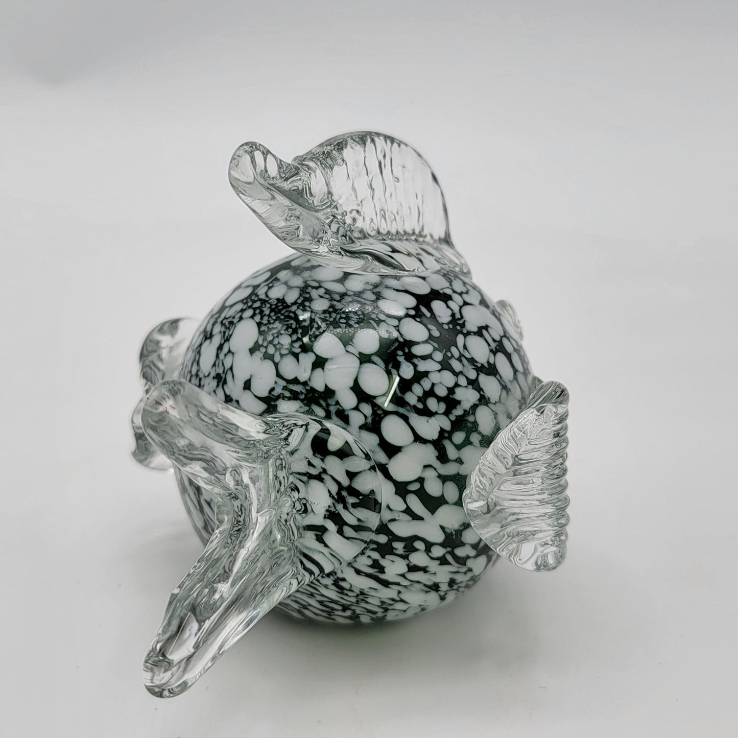 Hand-Blown Green Mottled Glass Fish Sculpture