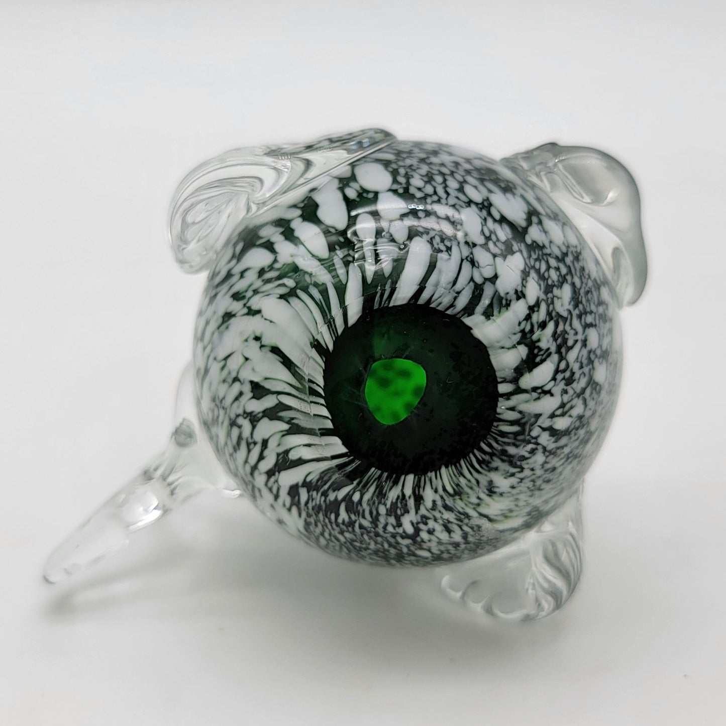 Hand-Blown Green Mottled Glass Fish Sculpture
