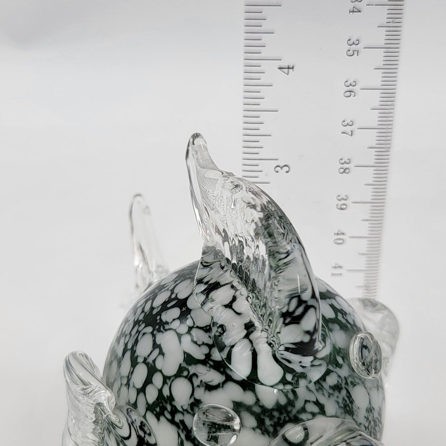 Hand-Blown Green Mottled Glass Fish Sculpture