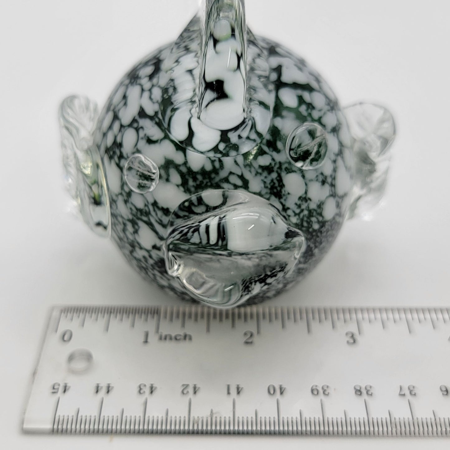 Hand-Blown Green Mottled Glass Fish Sculpture