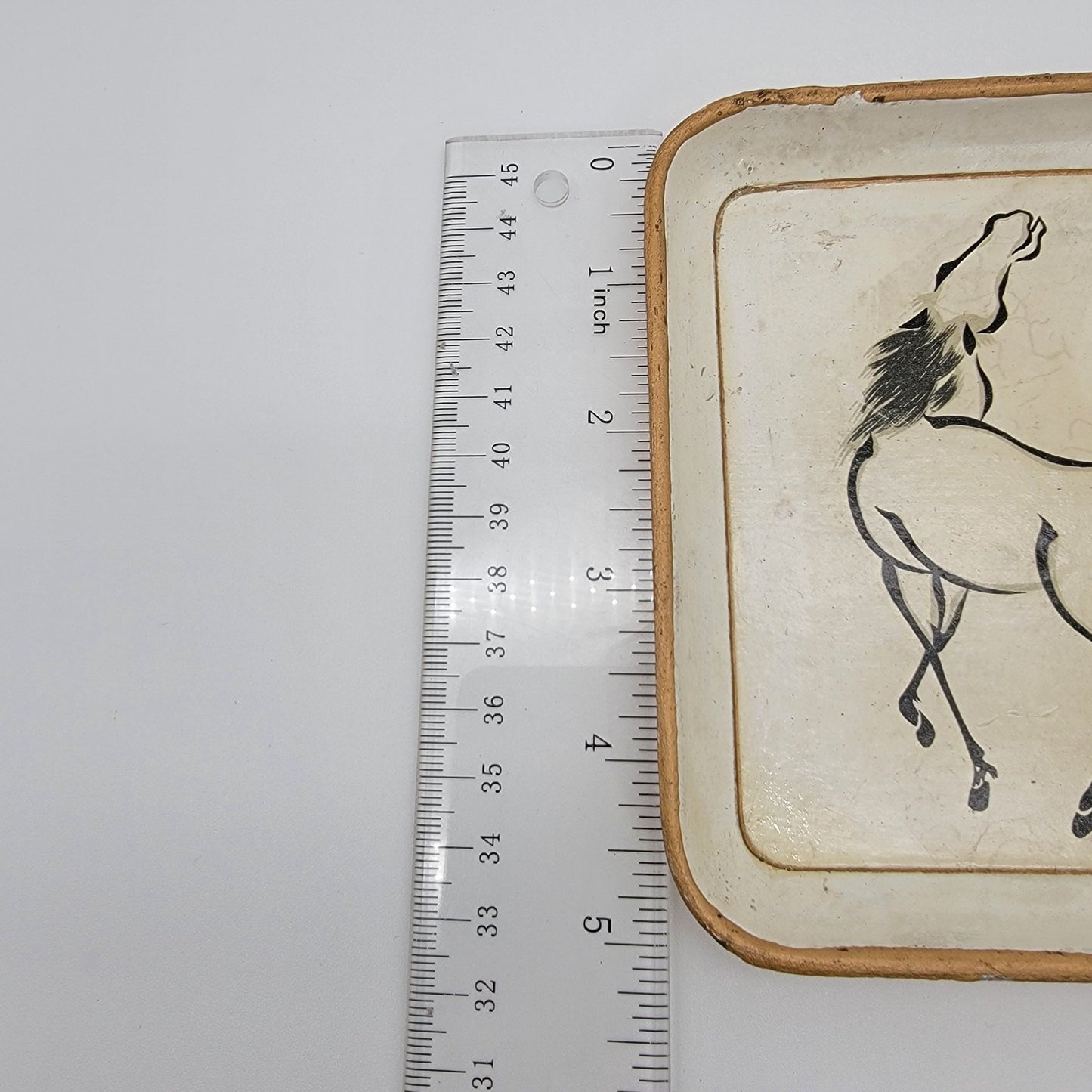 Vintage Signed Urushibara Mokuchu Japanese Horses Print Alcohol Proof Serving Tray