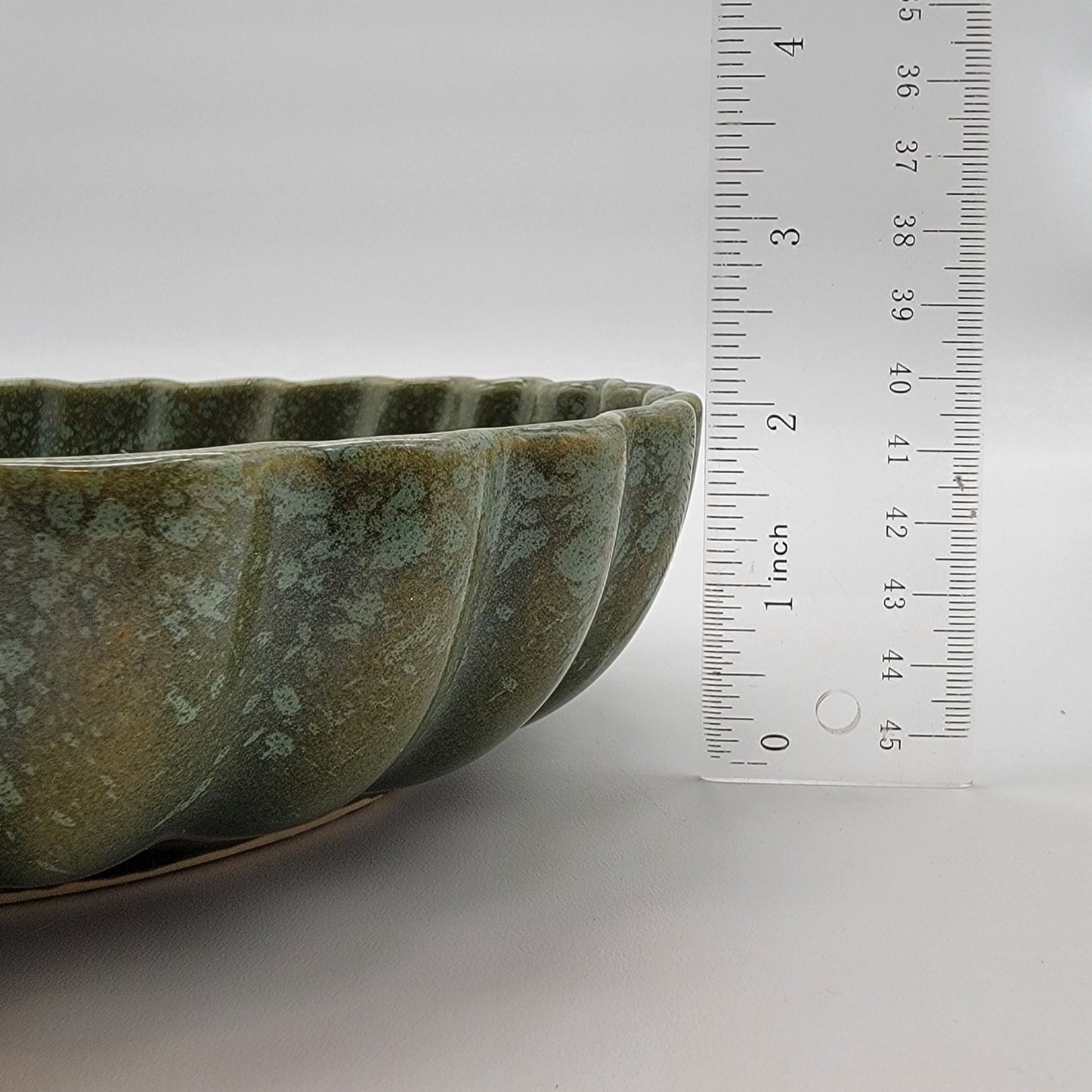 Vintage MCM Brush-McCoy Pottery Green Ikebana Console Bowl