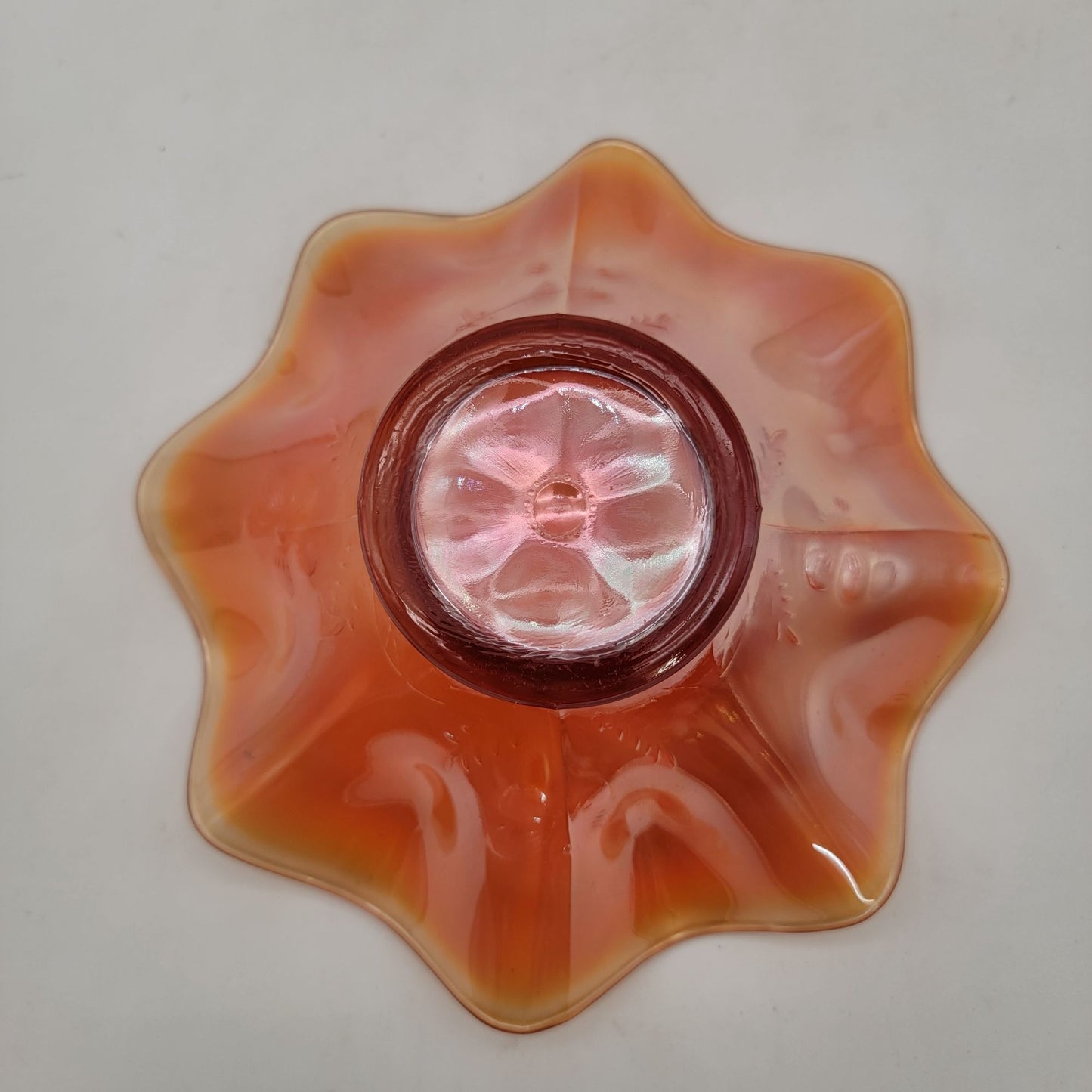 Vintage Dugan Carnival Marigold Glass "Daisy Dear" Bowl
