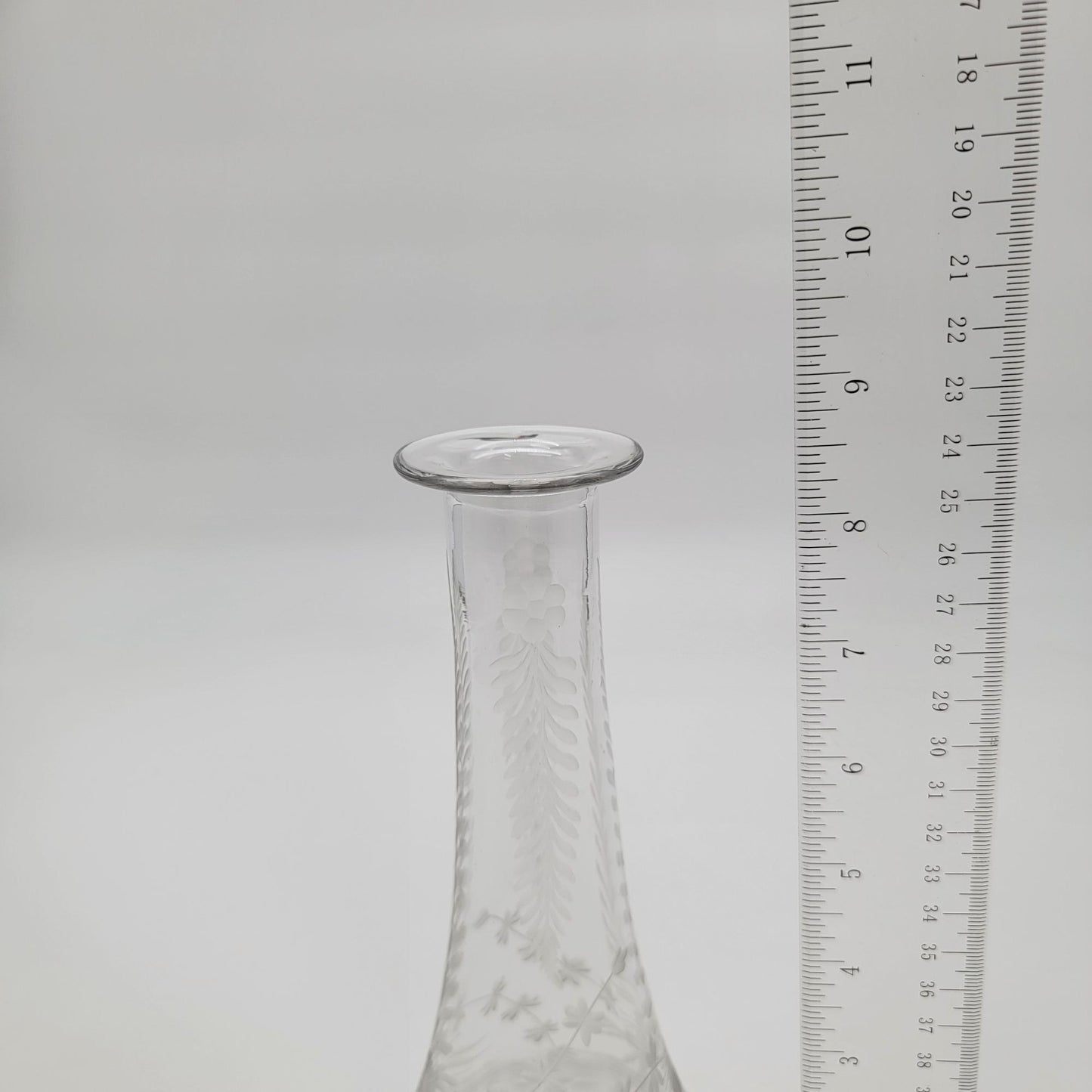 Antique Victorian Etched Glass Epergne Horn Or Open Bottom Vase