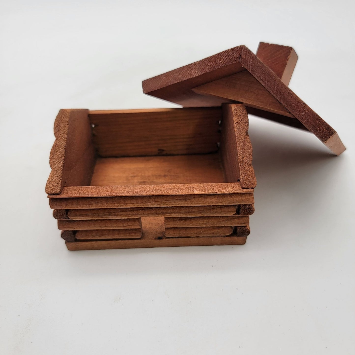 Vintage Wood Log Cabin Incense Burner With Smoking Chimney
