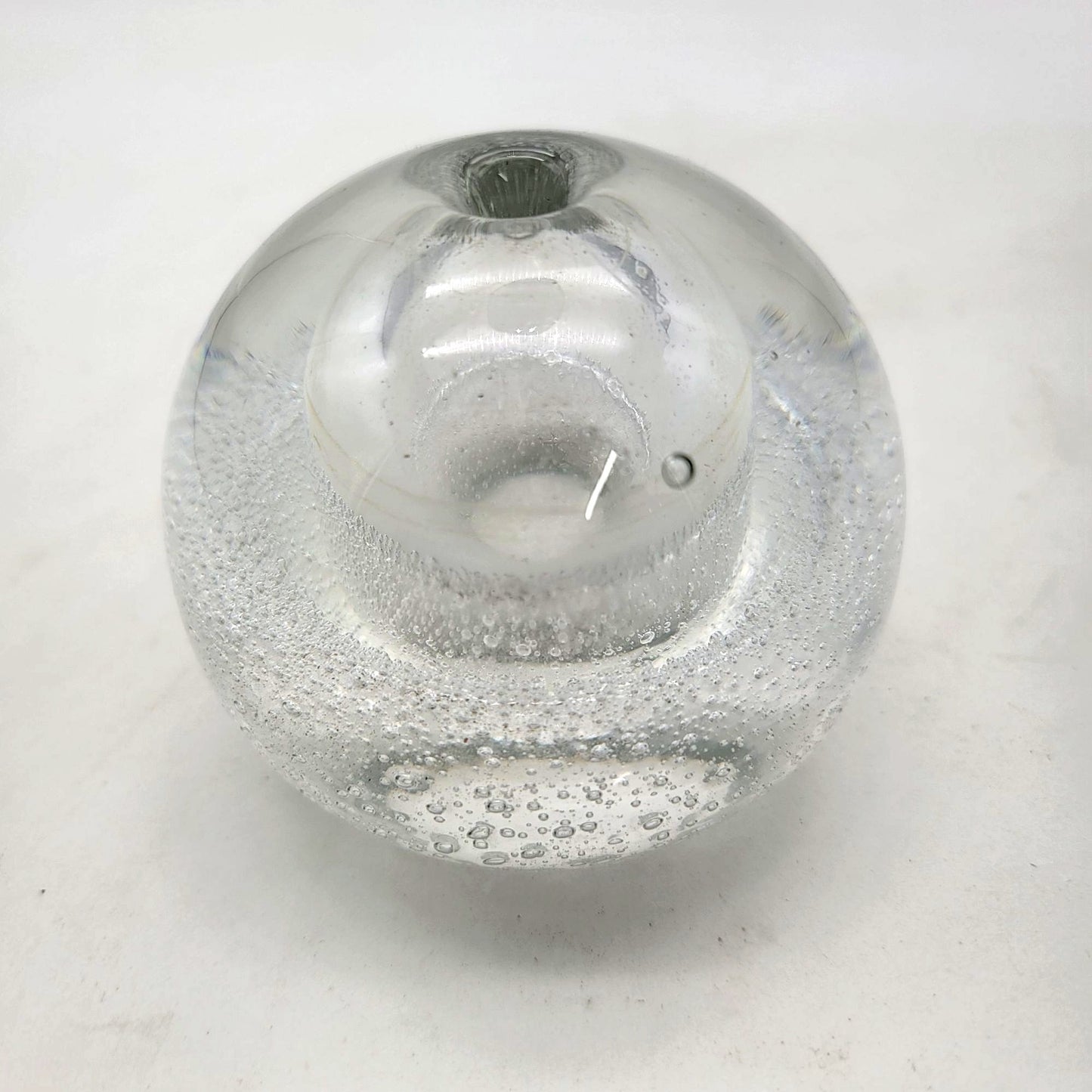 Vintage Clear Glass Polish Bubble Paperweight Candle Holder Oil Lamp
