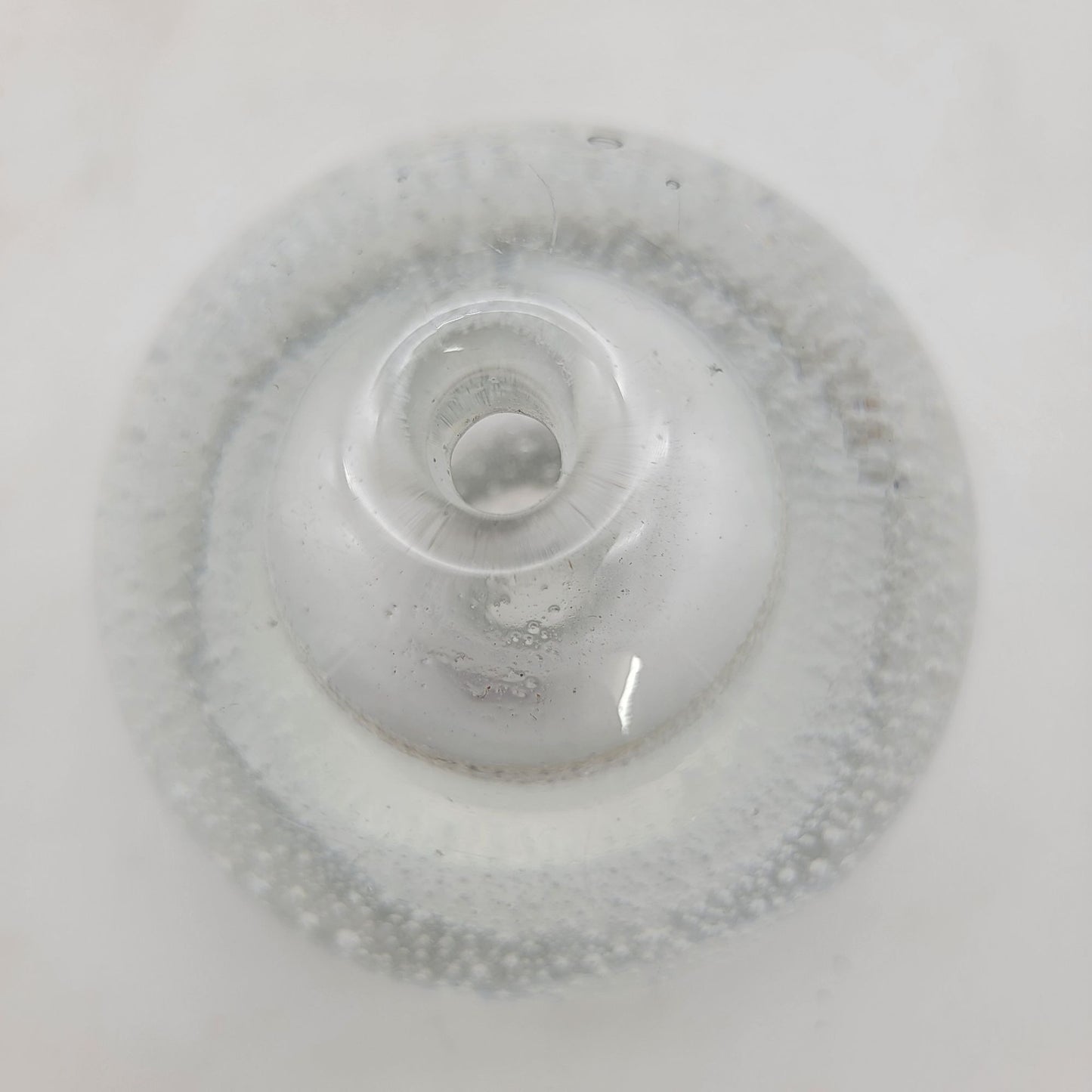 Vintage Clear Glass Polish Bubble Paperweight Candle Holder Oil Lamp
