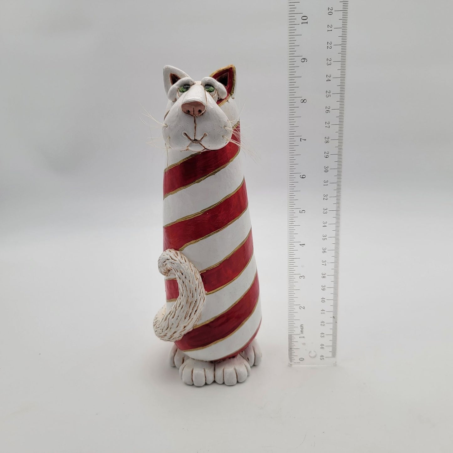 Vicki Thomas Red and White Striped Cat Figure 2000