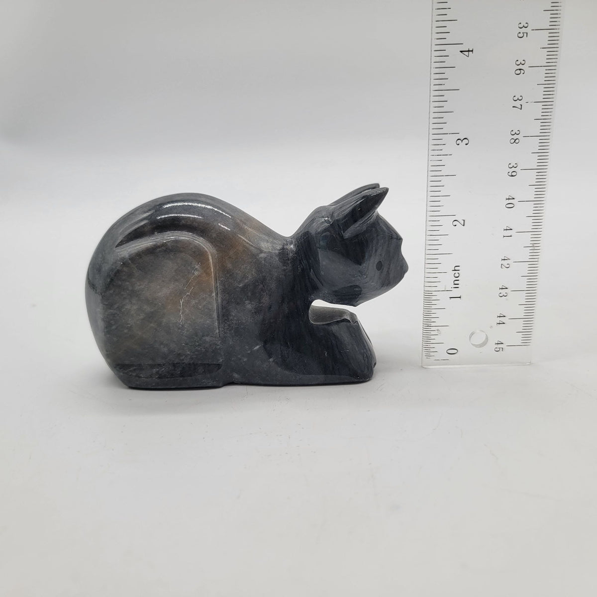 Vintage Carved Stone Marble Cat Sculpture