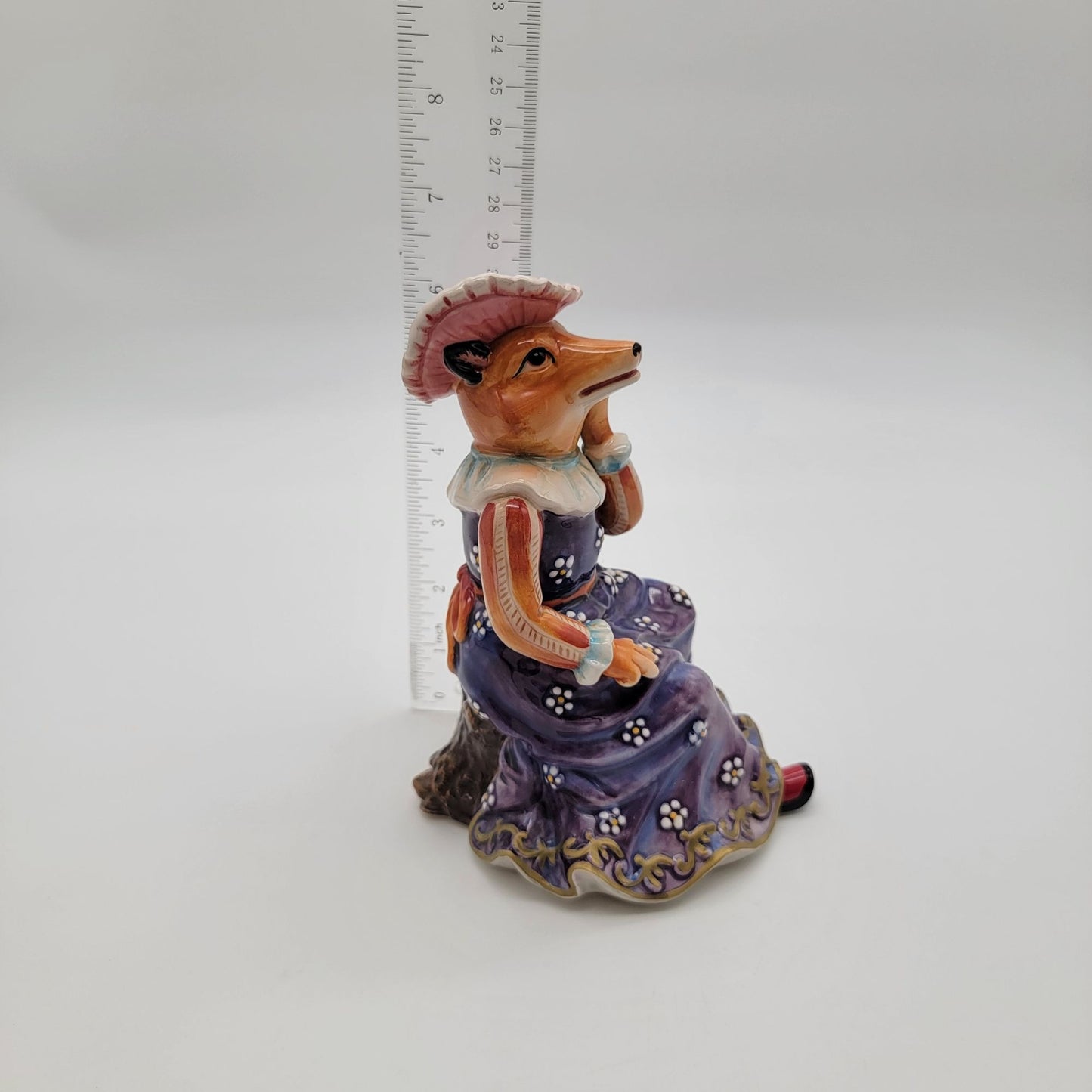 Anthropomorphic Tudor Lady Fox Figurine In Renaissance Style Gown