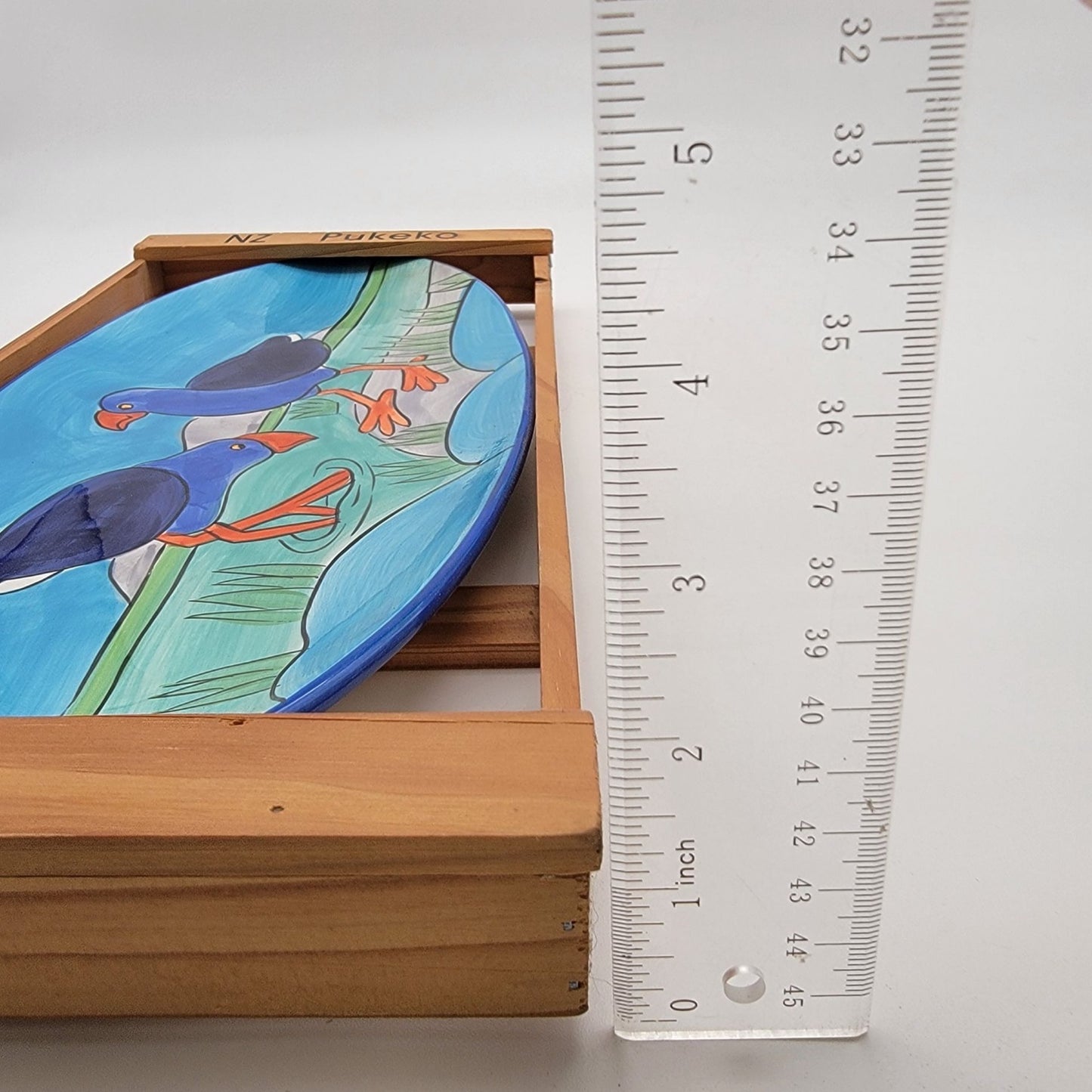 Hand Painted Oval Dish NZ Pukeko Bird Motif Pacific Breeze
