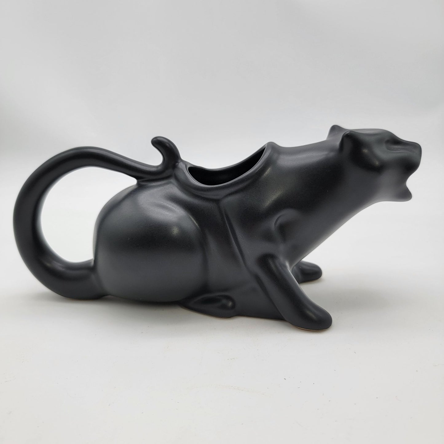 Puking Kitty Cat Black Gravy Server Pitcher