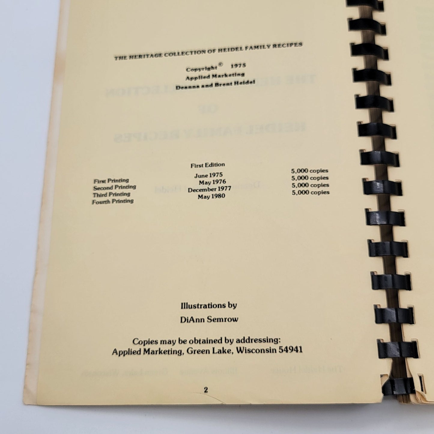 The Heritage Collection Of Heidel Family Recipes Spiral-Bound Cookbook 1975 Edition