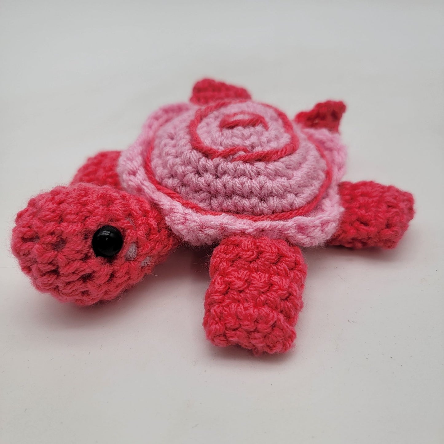 Hand-Crocheted Turtle - Two Tone Pink with Spiral