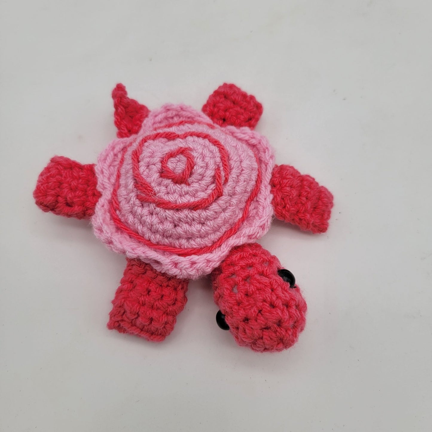Hand-Crocheted Turtle - Two Tone Pink with Spiral