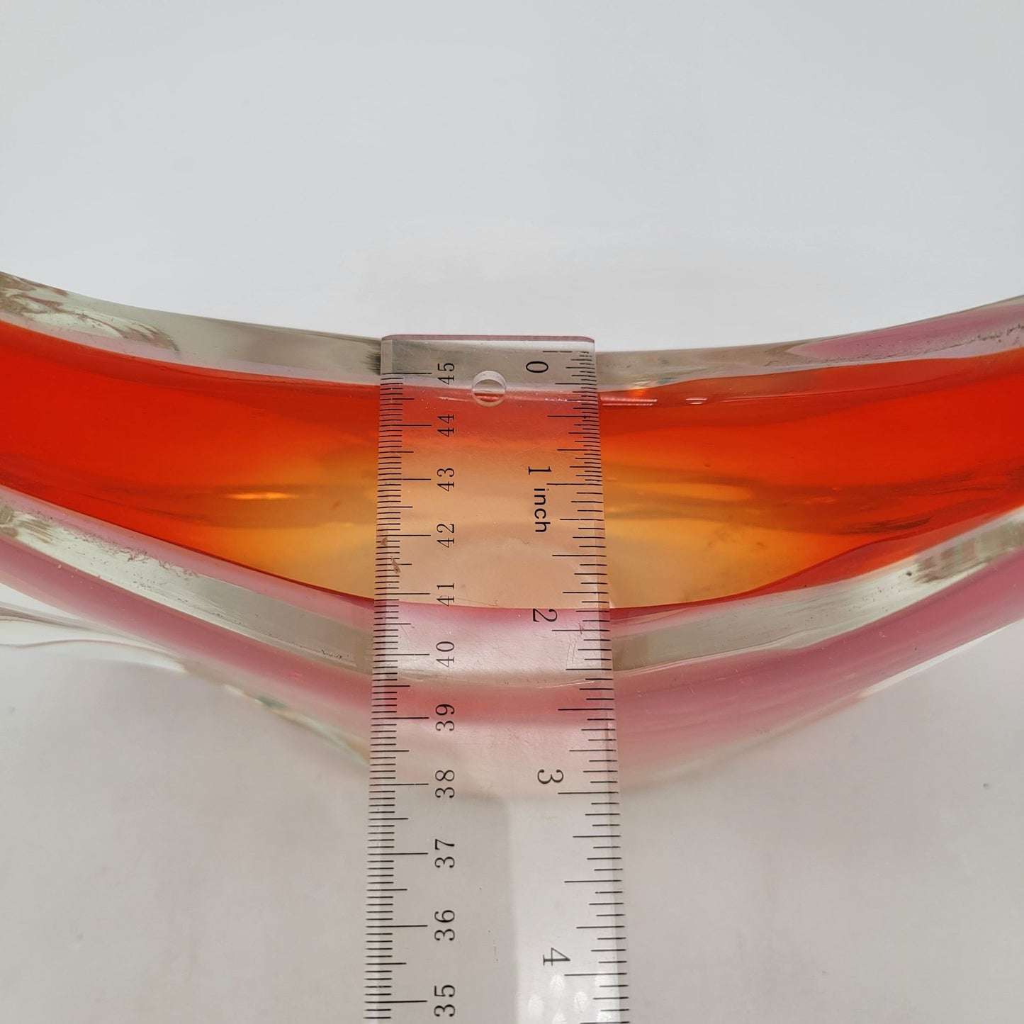 Vintage Fratelli Toso Murano Orange Sommerso Art Glass Basket