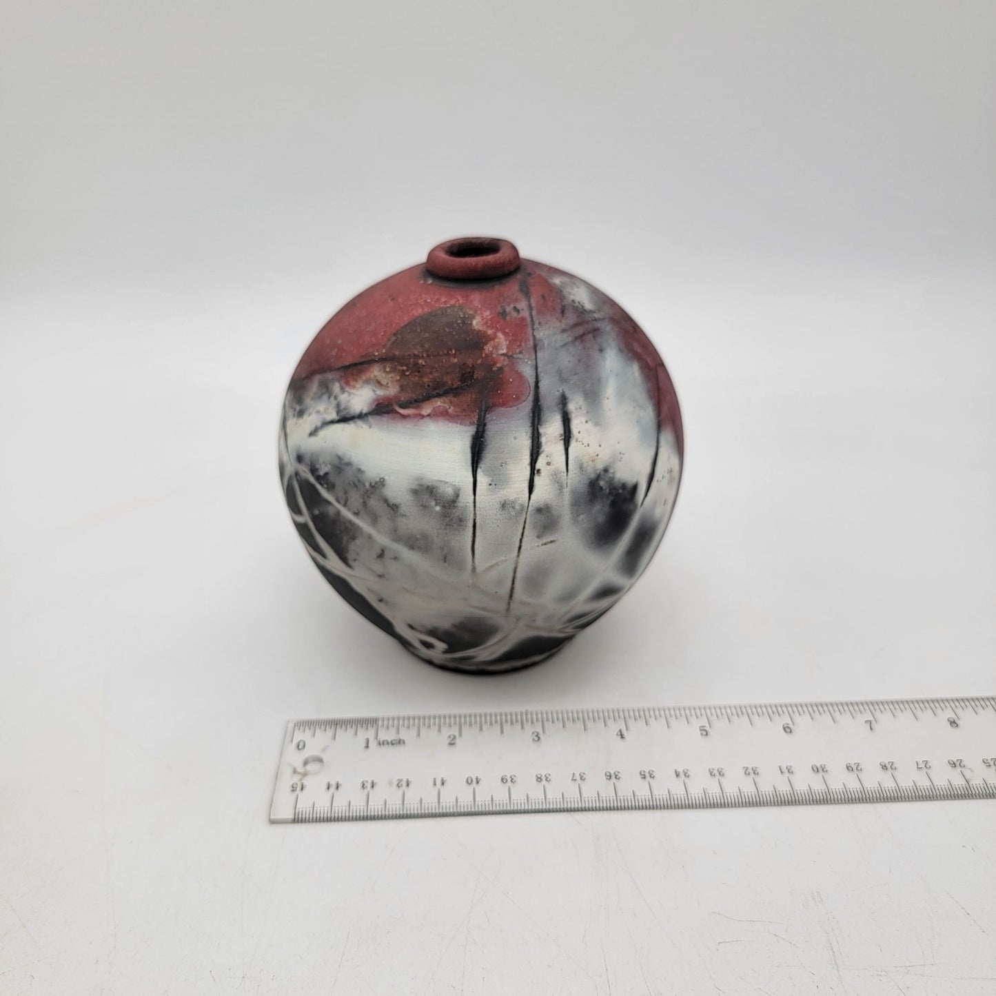 Vintage Raku Pottery Vase With Unique Abstract Design Artist Signed