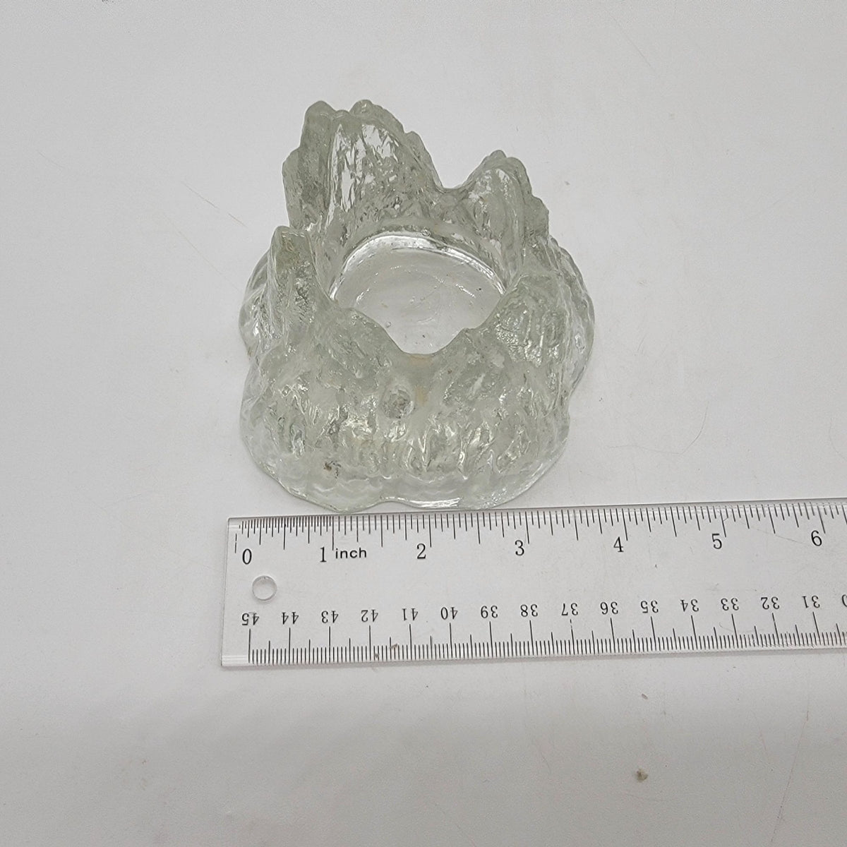 1970s Nybro Sweden Iceberg Glass Candle Holder