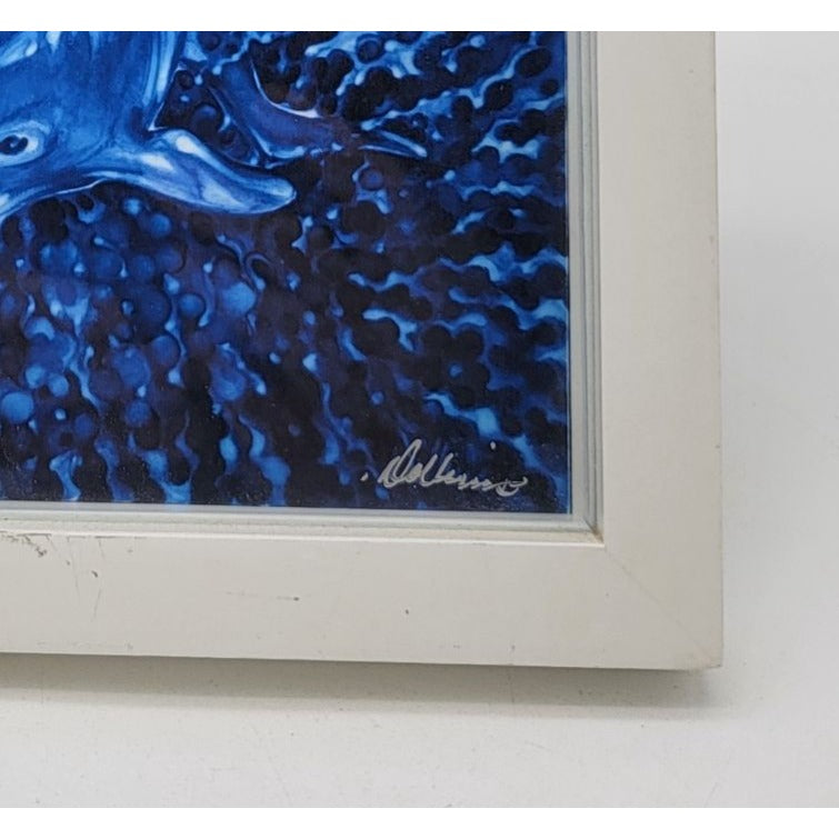 Dolphin Duo Framed Art Print Signed White Frame 9" x 9"