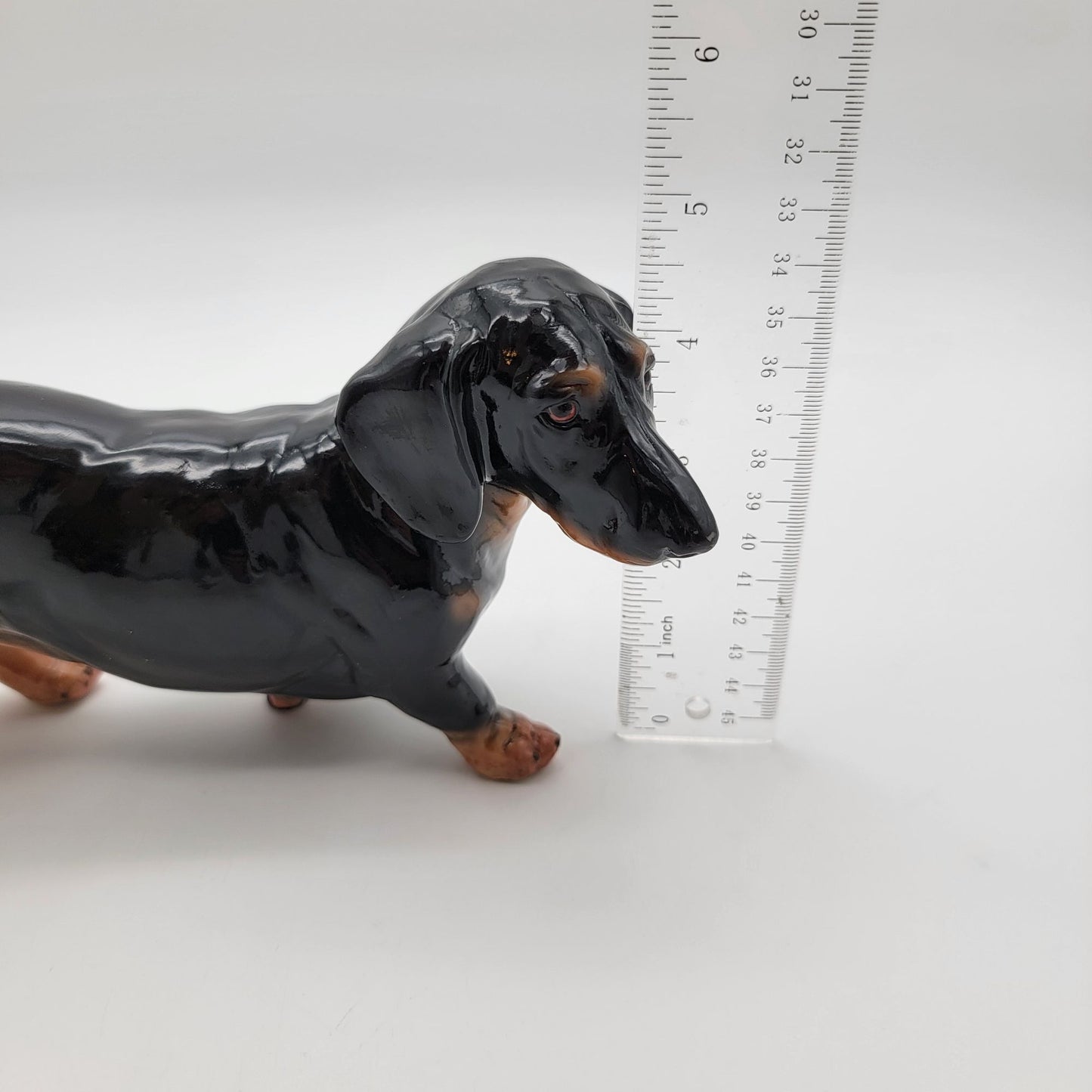 Large Black & Tan Dachshund Porcelain Figurine