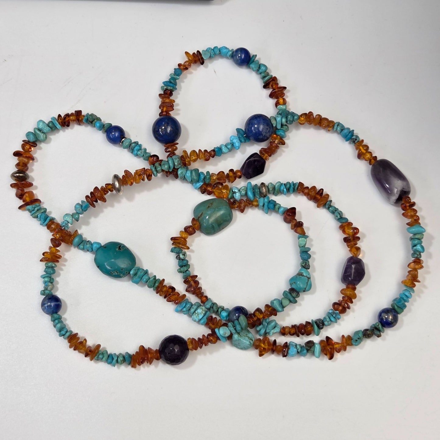 Jay King Natural Amber & Gemstone Chunk & Chip Beaded Necklace