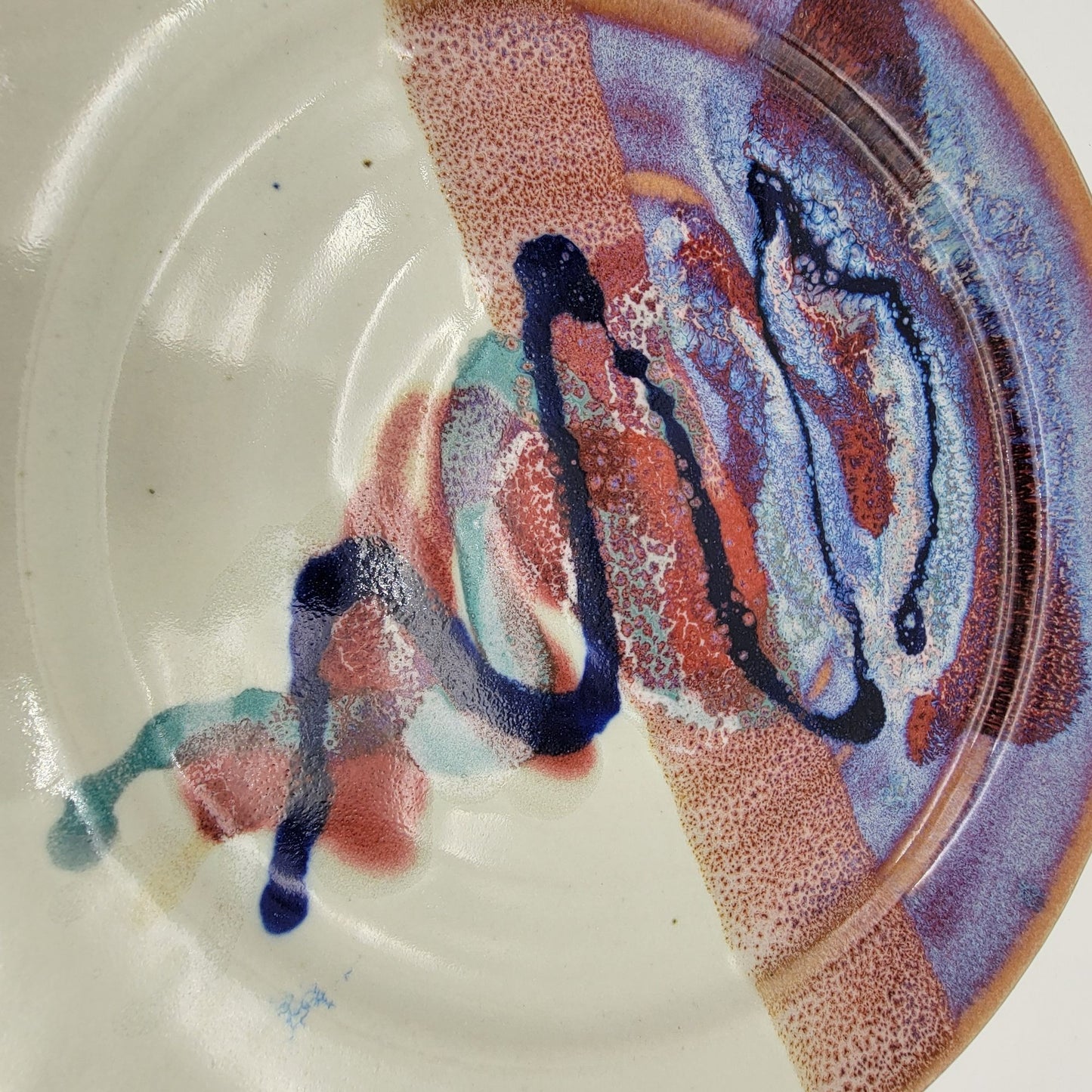 Bruce Larrabee Art Pottery Decorative Plate Abstract Tornado Design