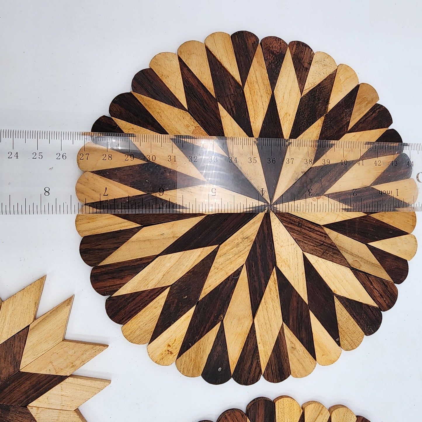 Handcrafted Wooden Star Pattern Trivet Set