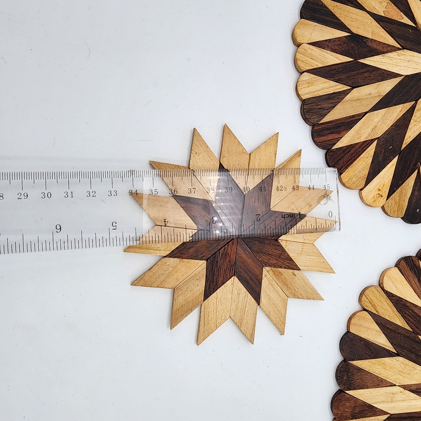Handcrafted Wooden Star Pattern Trivet Set