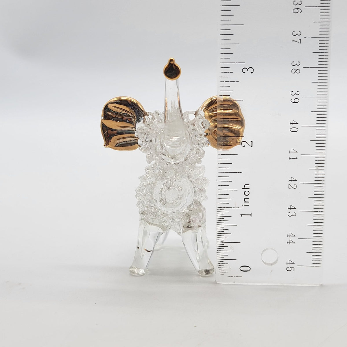 Vintage Spun Glass Elephant Figurine With 22KT Gold Accents