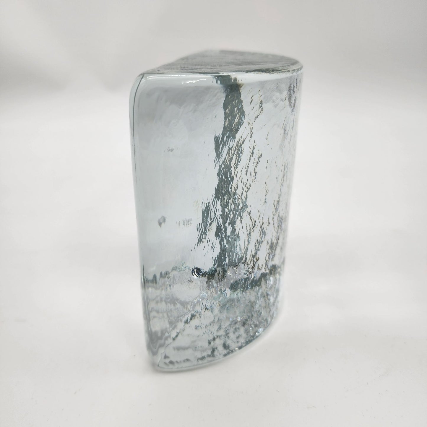 Blenko Clear Glass Half Moon Bookend